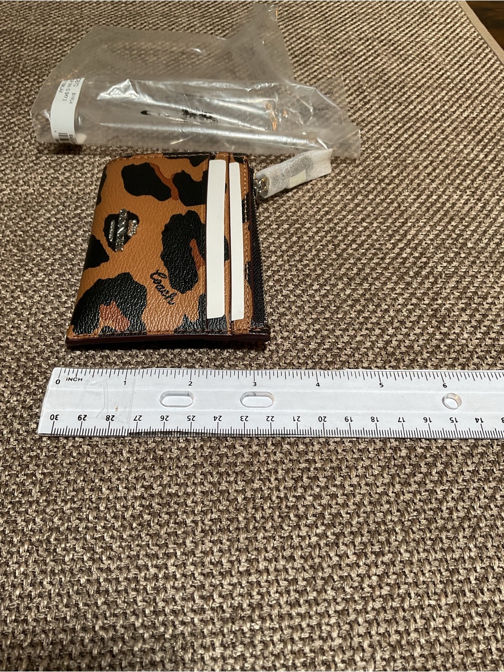 Coach Leopard Print Mini Skinny ID Card Case - Brown, Black, Silver NWT - Picture 6 of 6